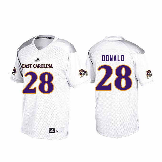 Men #28 Maceo Donald ECU Pirates College Football Jerseys Sale-White